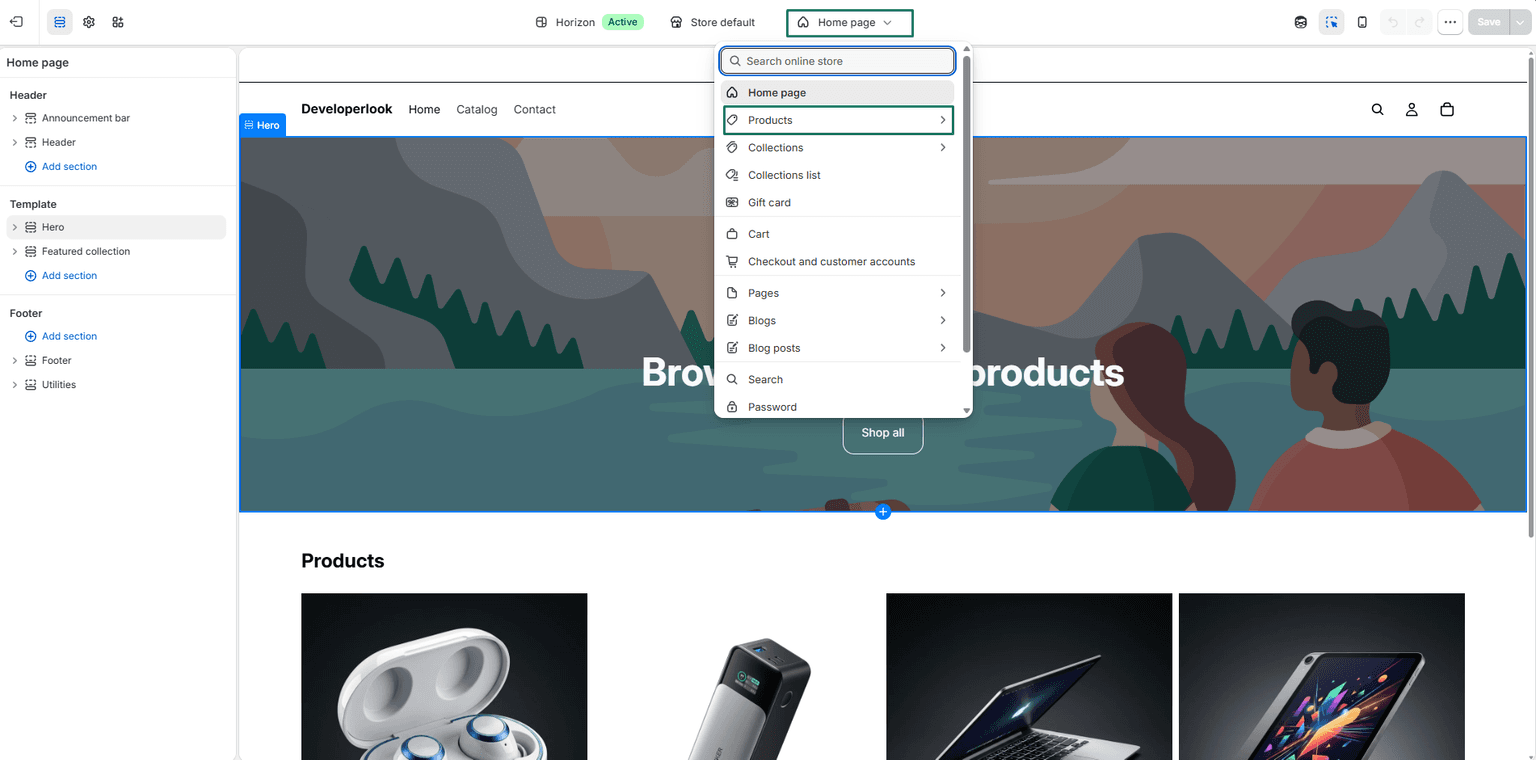 Selecting thank-you page and order status page targets