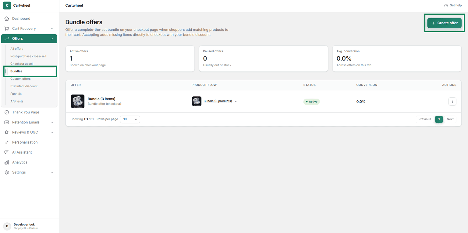 Create bundle offer with multiple items and discounts