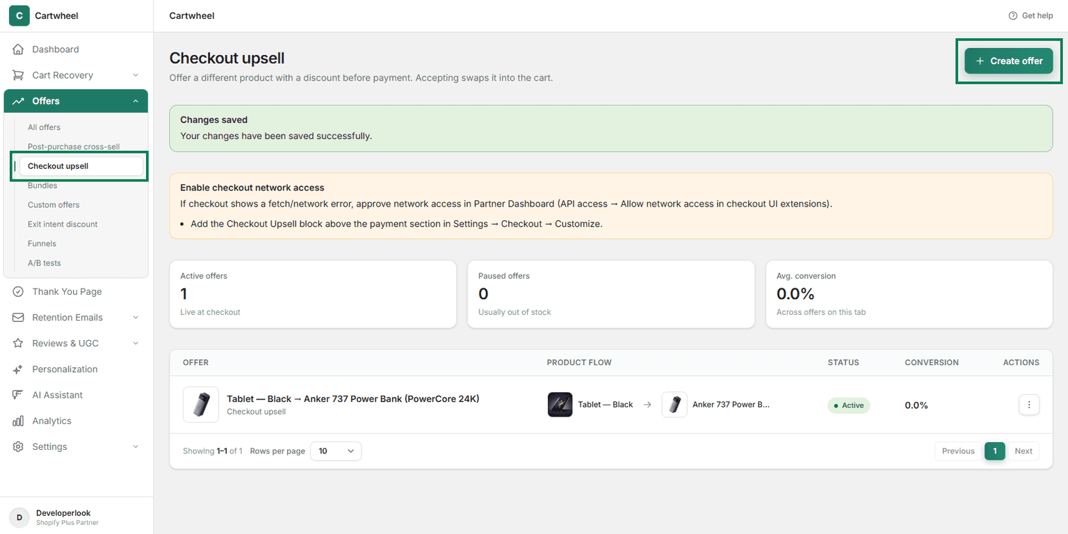 Configure checkout upsell offer with trigger products