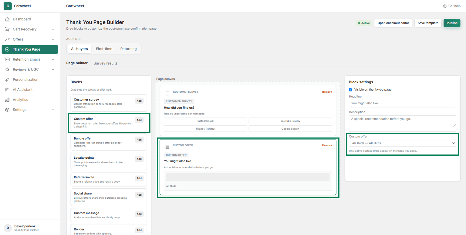 Setting up custom post-purchase product promotions