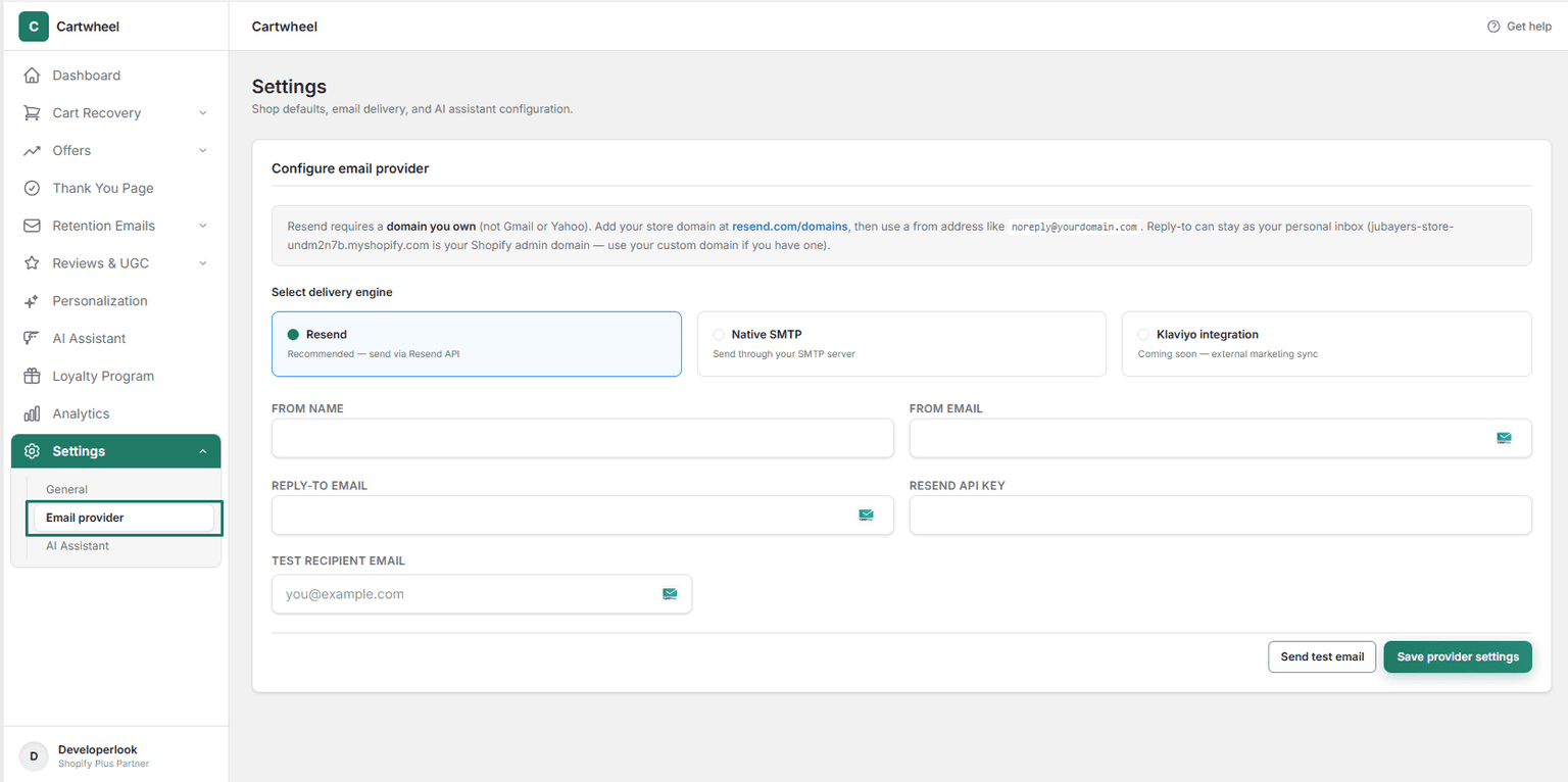 Domain verification and DNS setup in Cartwheel