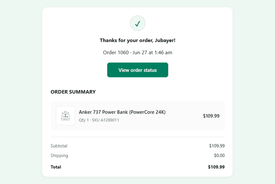 Order Confirmation