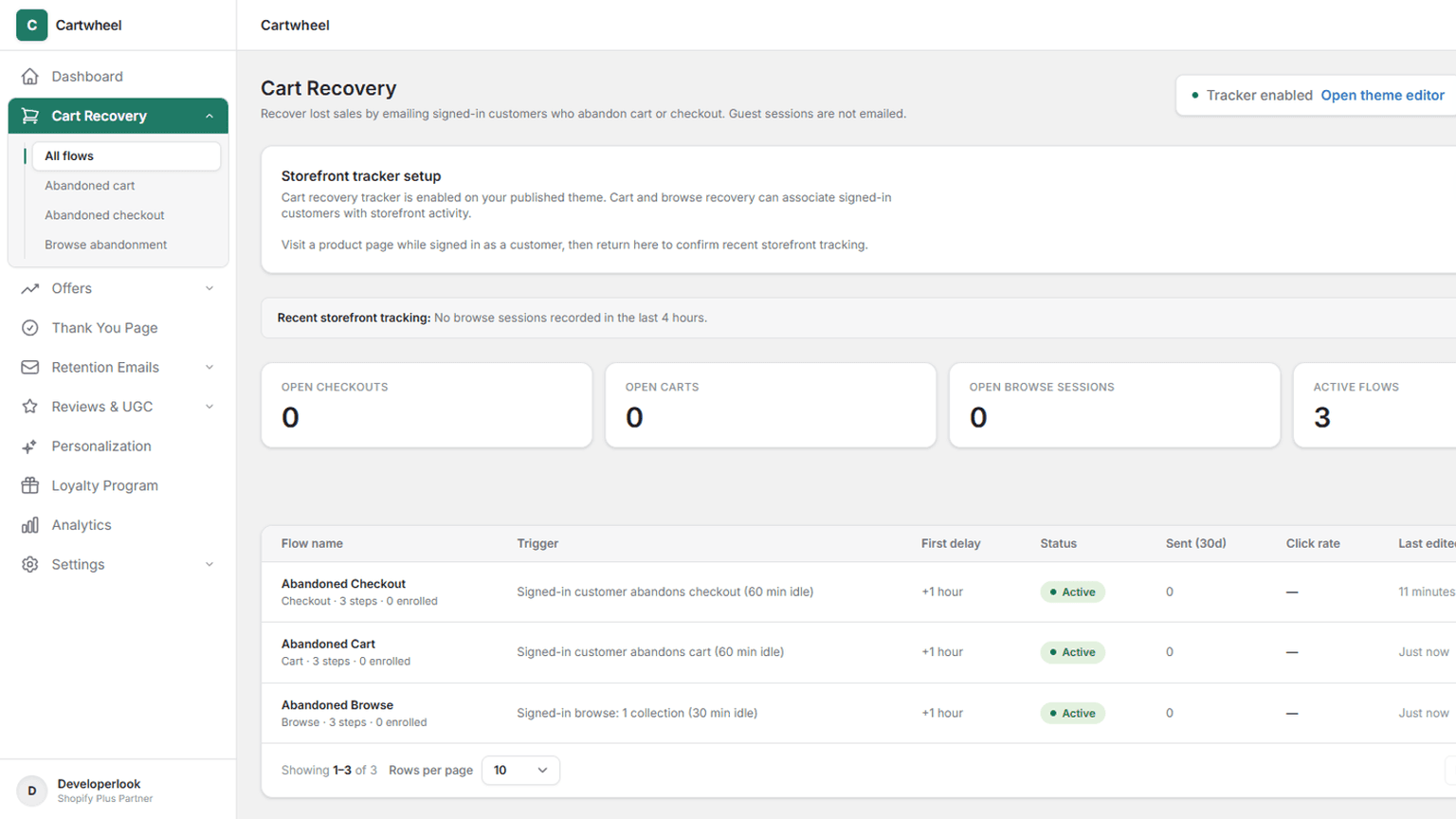 Cart recovery email sequence flow showing abandoned checkout, cart, and browse abandonment steps